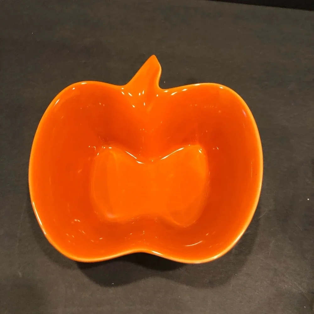 Nantucket Stoneware Apple Pumpkin Ramekin Fall Autumn Individual Baking Bowls